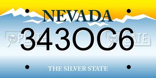 343OC6 Nevada License Plate