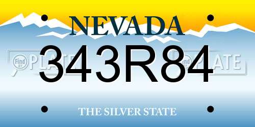 343R84 Nevada License Plate