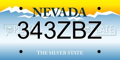 343ZBZ Nevada License Plate