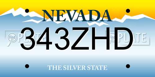 343ZHD Nevada License Plate