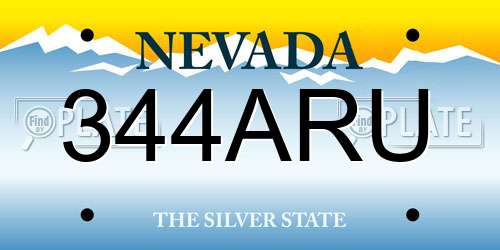 344ARU Nevada License Plate