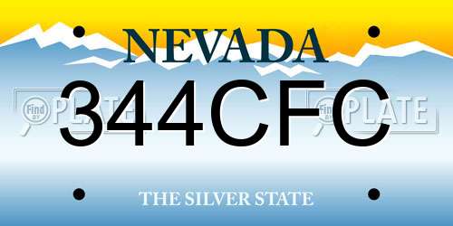 344CFC Nevada License Plate