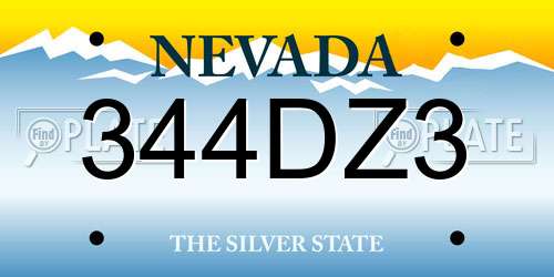344DZ3 Nevada License Plate