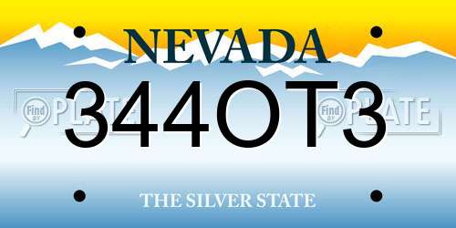 344OT3 Nevada License Plate