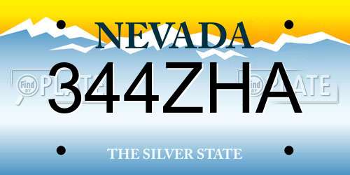 344ZHA Nevada License Plate
