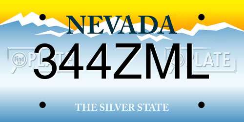 344ZML Nevada License Plate