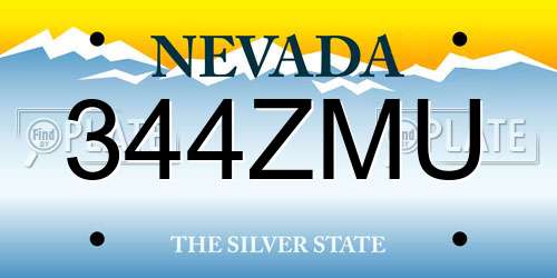 344ZMU Nevada License Plate