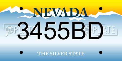 3455BD Nevada License Plate