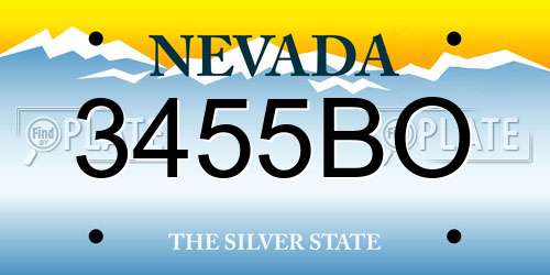 3455BO Nevada License Plate