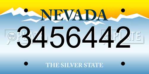3456442 Nevada License Plate