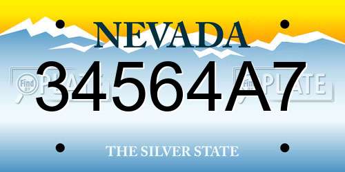 34564A7 Nevada License Plate