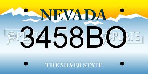 3458BO Nevada License Plate