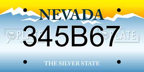 345B67 Nevada License Plate