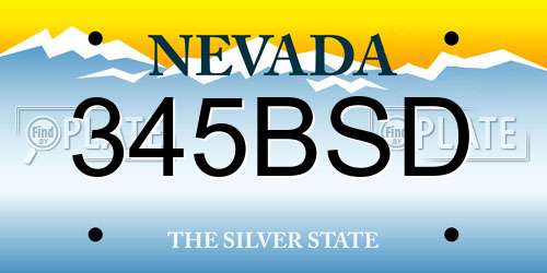 345BSD Nevada License Plate
