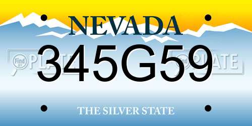 345G59 Nevada License Plate