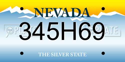345H69 Nevada License Plate
