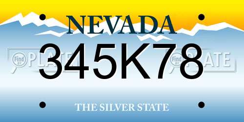 345K78 Nevada License Plate