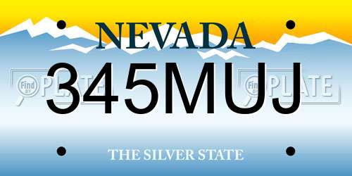 345MUJ Nevada License Plate