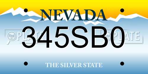 345SB0 Nevada License Plate