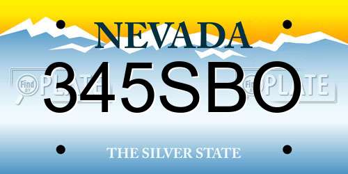 345SBO Nevada License Plate