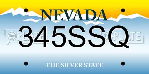 345SSQ Nevada License Plate