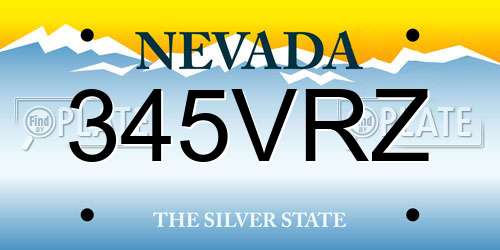 345VRZ Nevada License Plate