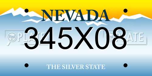 345X08 Nevada License Plate
