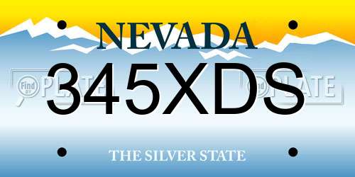 345XDS Nevada License Plate