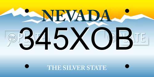 345XOB Nevada License Plate