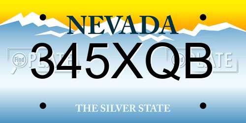 345XQB Nevada License Plate