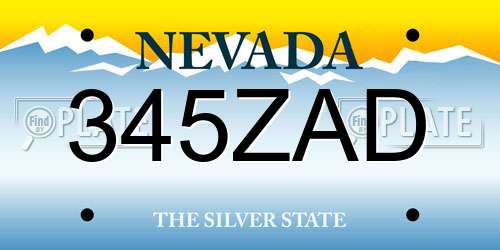 345ZAD Nevada License Plate