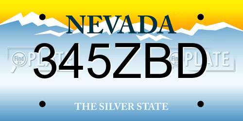 345ZBD Nevada License Plate