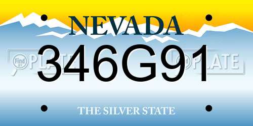 346G91 Nevada License Plate
