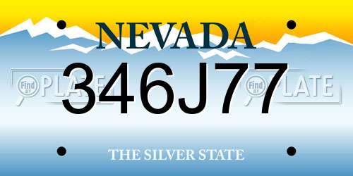 346J77 Nevada License Plate