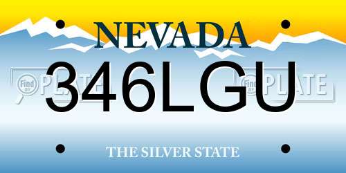 346LGU Nevada License Plate