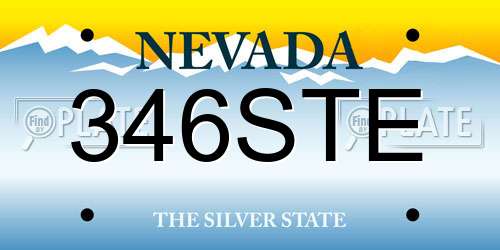 346STE Nevada License Plate