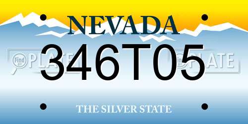 346T05 Nevada License Plate