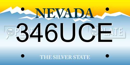 346UCE Nevada License Plate