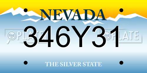 346Y31 Nevada License Plate
