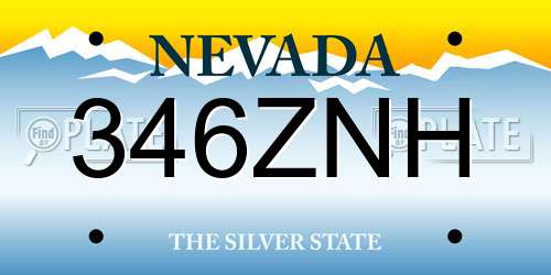 346ZNH Nevada License Plate