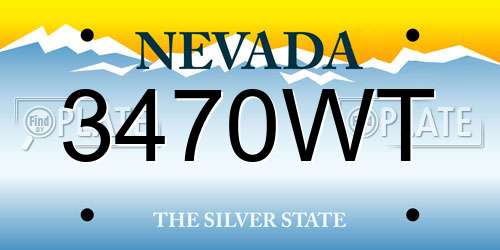 3470WT Nevada License Plate