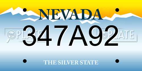 347A92 Nevada License Plate