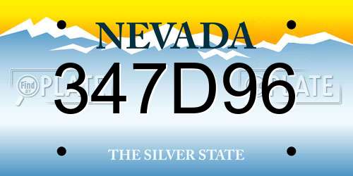 347D96 Nevada License Plate