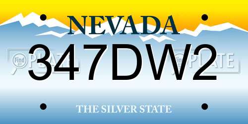 347DW2 Nevada License Plate