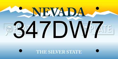 347DW7 Nevada License Plate