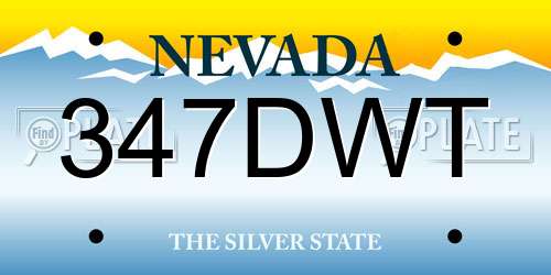 347DWT Nevada License Plate