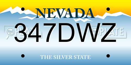 347DWZ Nevada License Plate