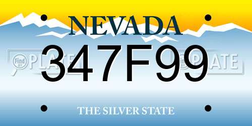 347F99 Nevada License Plate