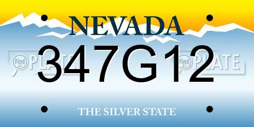 347G12 Nevada License Plate