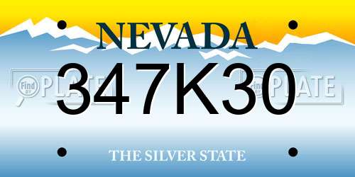 347K30 Nevada License Plate